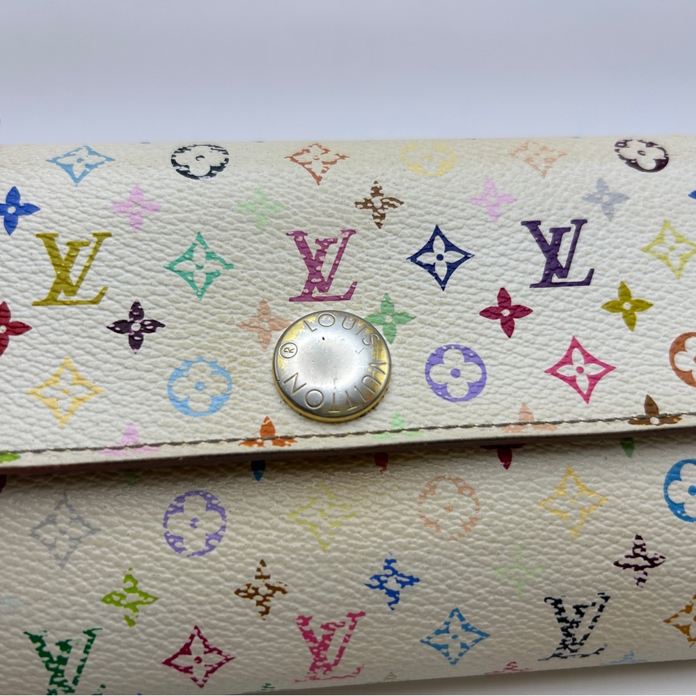 Louis Vuitton Monogram White Multicolor Takashi Murakami Sarah Wallet - Picture 3 of 16
